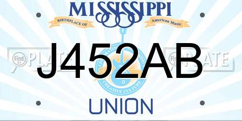 J452AB Mississippi License Plate