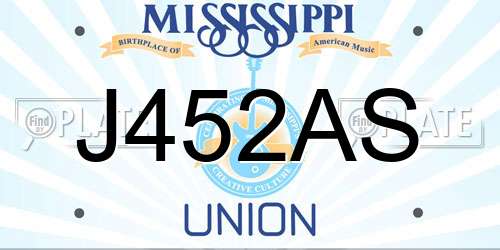 J452AS Mississippi License Plate