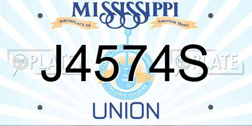 J4574S Mississippi License Plate