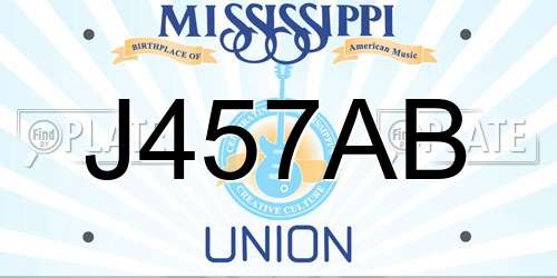 J457AB Mississippi License Plate