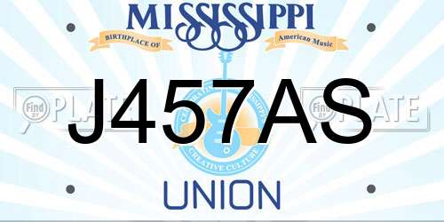 J457AS Mississippi License Plate