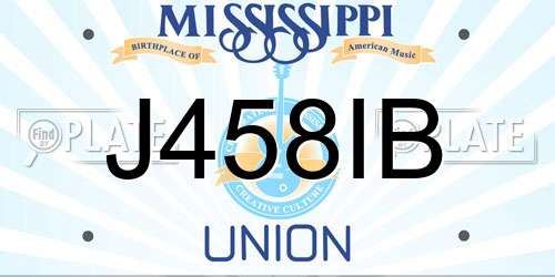 J458IB Mississippi License Plate