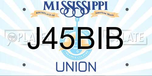 J45BIB Mississippi License Plate