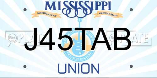 J45TAB Mississippi License Plate