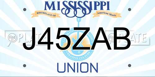 J45ZAB Mississippi License Plate