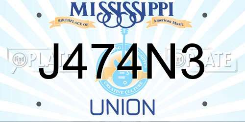 J474N3 Mississippi License Plate