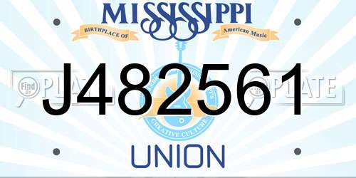 J482561 Mississippi License Plate