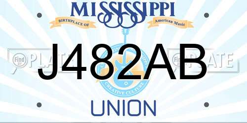 J482AB Mississippi License Plate