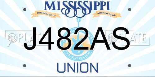 J482AS Mississippi License Plate