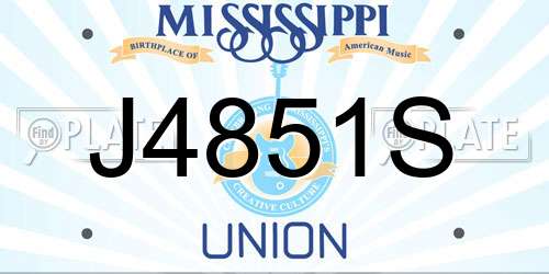 J4851S Mississippi License Plate