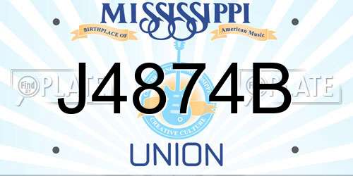 J4874B Mississippi License Plate