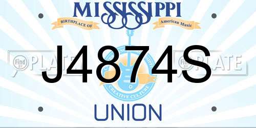 J4874S Mississippi License Plate
