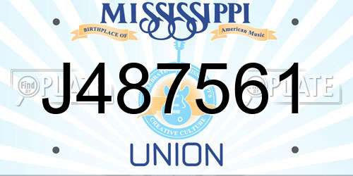 J487561 Mississippi License Plate