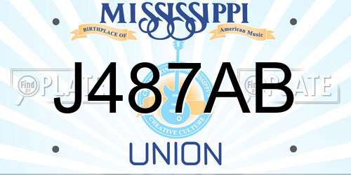 J487AB Mississippi License Plate