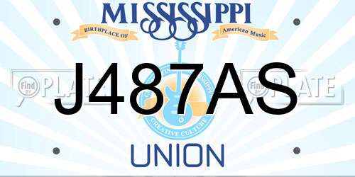 J487AS Mississippi License Plate