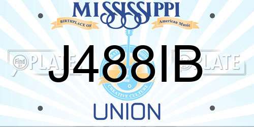 J488IB Mississippi License Plate