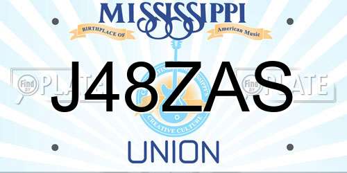 J48ZAS Mississippi License Plate
