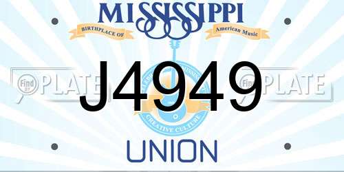 J4949 Mississippi License Plate