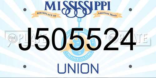 J505524 Mississippi License Plate