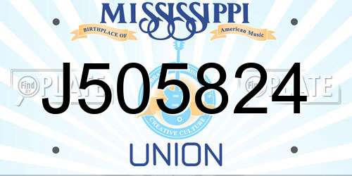 J505824 Mississippi License Plate