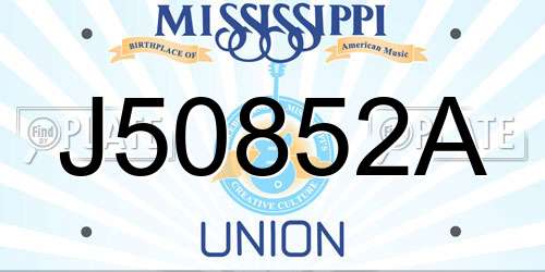 J50852A Mississippi License Plate