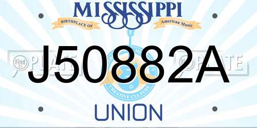 J50882A Mississippi License Plate