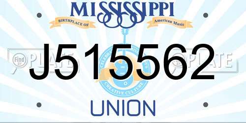 J515562 Mississippi License Plate