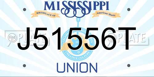 J51556T Mississippi License Plate