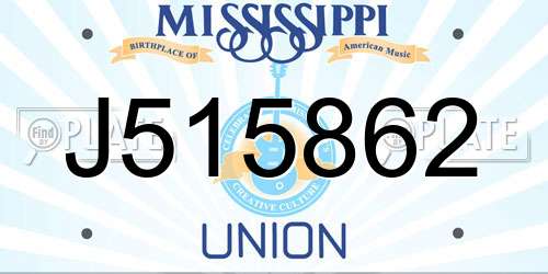 J515862 Mississippi License Plate