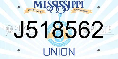J518562 Mississippi License Plate