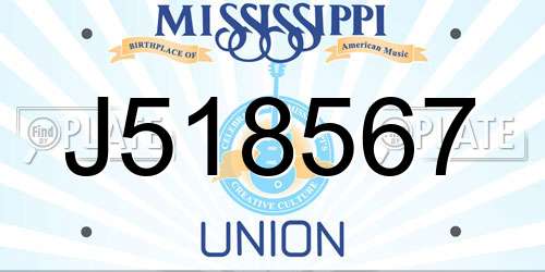J518567 Mississippi License Plate