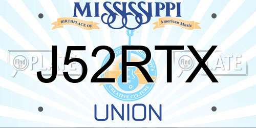 J52RTX Mississippi License Plate