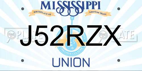 J52RZX Mississippi License Plate