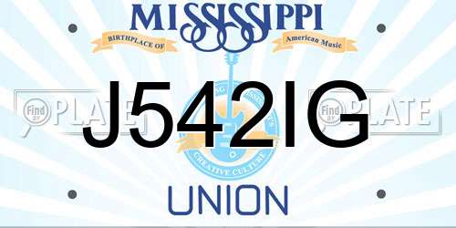 J542IG Mississippi License Plate