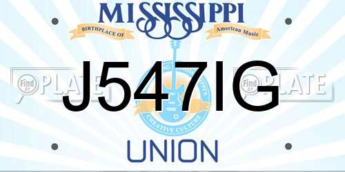 J547IG Mississippi License Plate