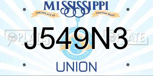 J549N3 Mississippi License Plate