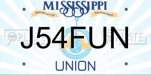 J54FUN Mississippi License Plate