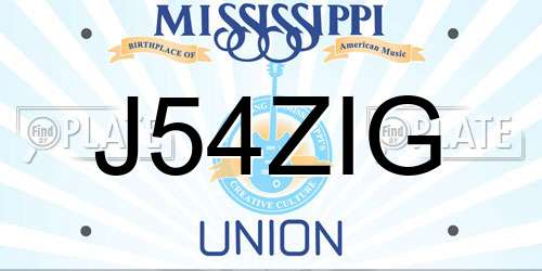 J54ZIG Mississippi License Plate