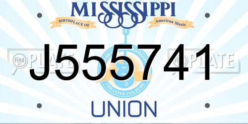 J555741 Mississippi License Plate