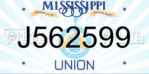 J562599 Mississippi License Plate