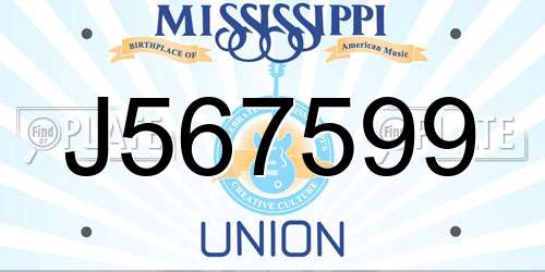 J567599 Mississippi License Plate