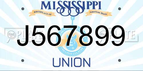 J567899 Mississippi License Plate