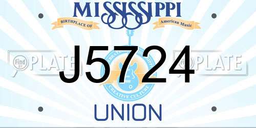 J5724 Mississippi License Plate