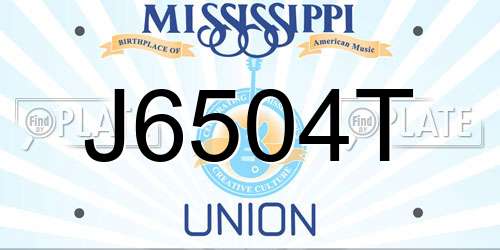 J6504T Mississippi License Plate