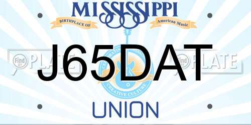 J65DAT Mississippi License Plate