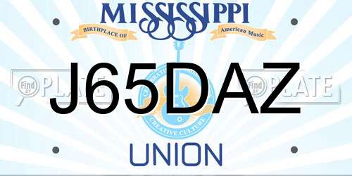 J65DAZ Mississippi License Plate