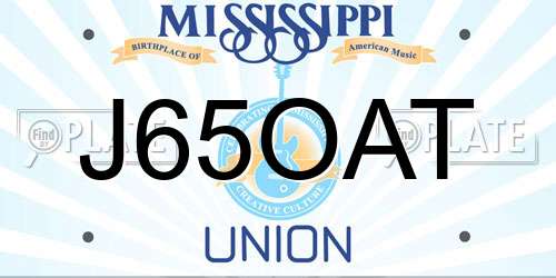 J65OAT Mississippi License Plate