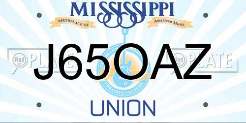 J65OAZ Mississippi License Plate