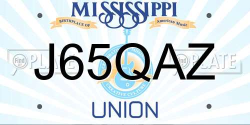 J65QAZ Mississippi License Plate