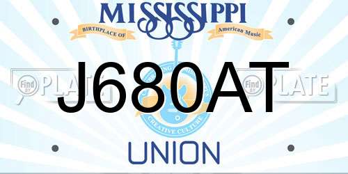 J680AT Mississippi License Plate